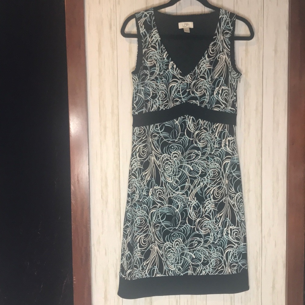 Ann Taylor Loft Black/Blue/White Sleeveless Dress